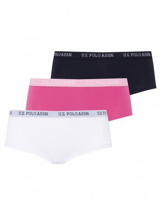 U.S.POLO ASSN šortkové kalhotky 66115 3PACK bílá, růžová, modrá